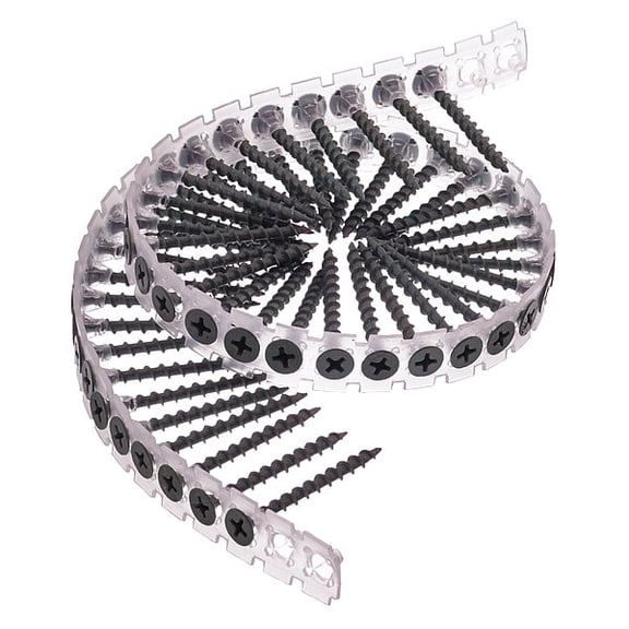 Drywall Screw, #6 x 1-5/8 in, Steel, Flat Head Phillips Drive, 1000 PK