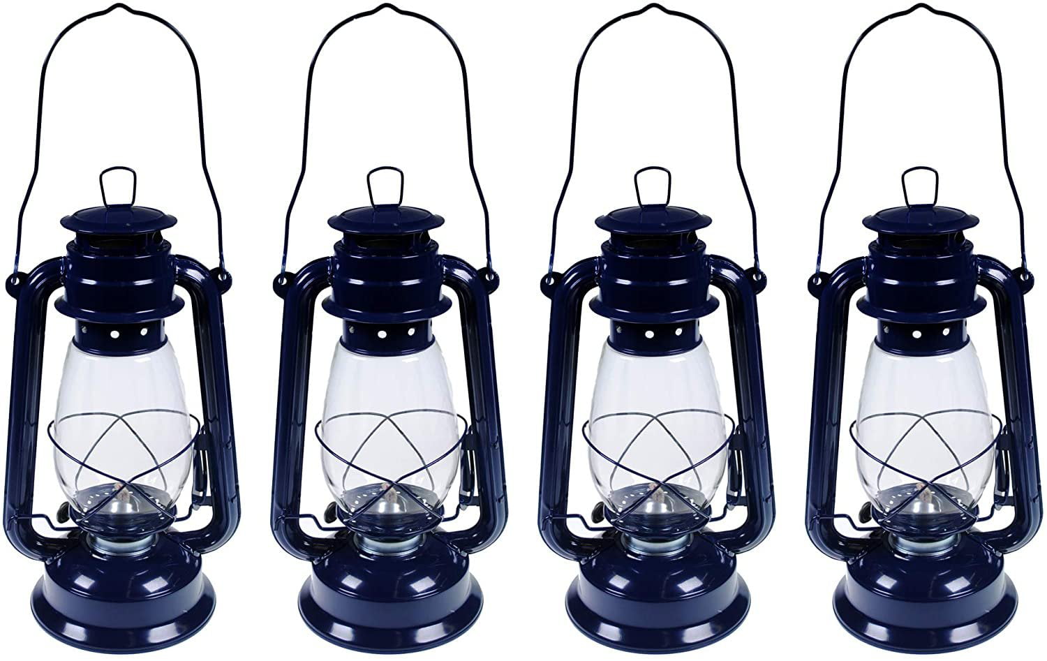 Blue 12 Inch Hurricane Kerosene Oil Lantern Emergency Hanging Light Lamp 