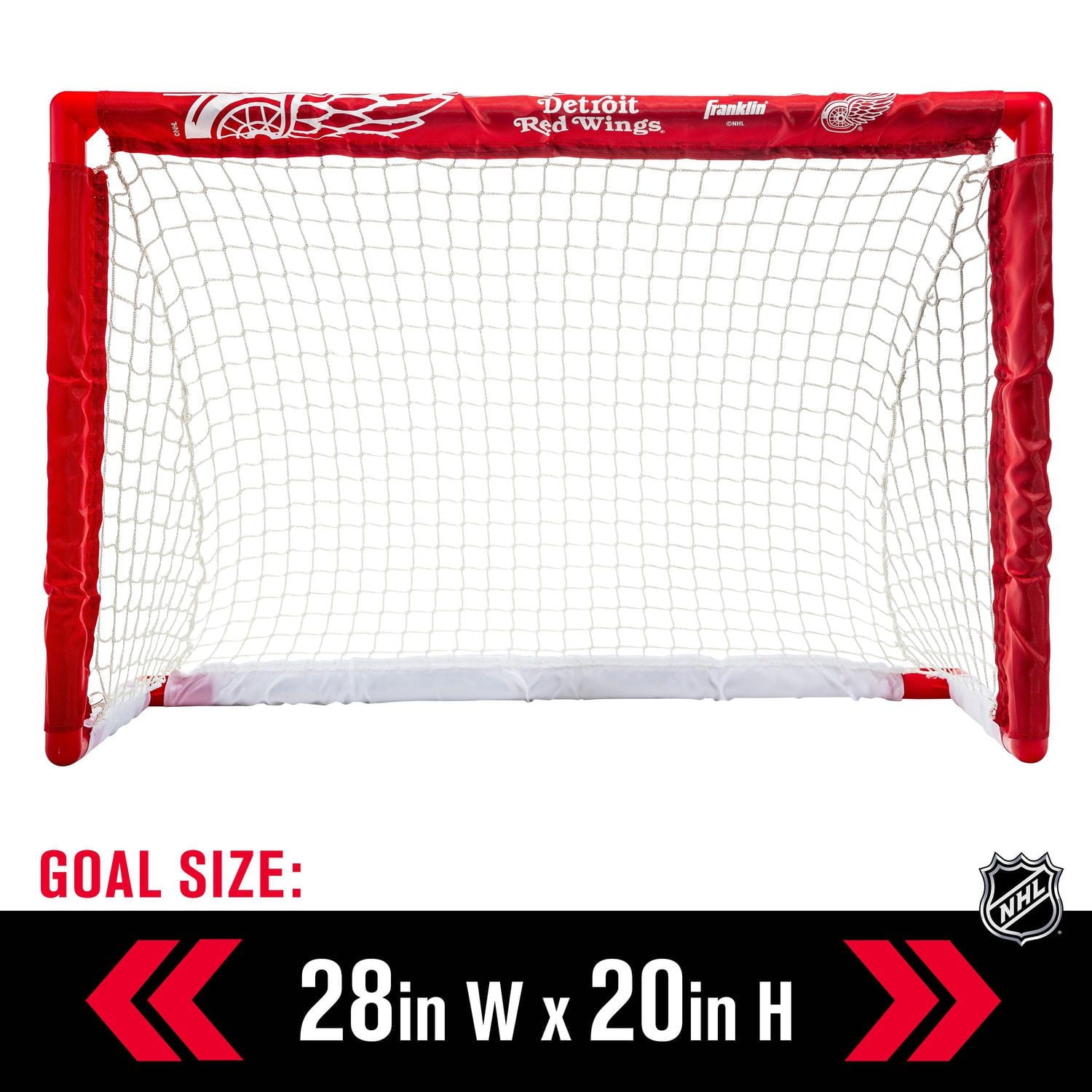 Franklin Sports NHL Red Wings Mini Hockey Set - Kids Indoor Knee Hockey Goal, Ball, 2 Mini Hockey Stick Combo Set