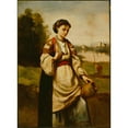 thumbnail image 2 of Jean-Baptiste-Camille Corot 14x18 Black Ornate Wood Framed Double Matted Museum Art Print Titled - Woman with Water Jar, 2 of 5