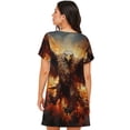 thumbnail image 2 of Short Sleeve Nightshirt Nightgowns Sleep Lounge Pajama dress sleepwear, Flaming Fire Eagle Art, 2 of 7