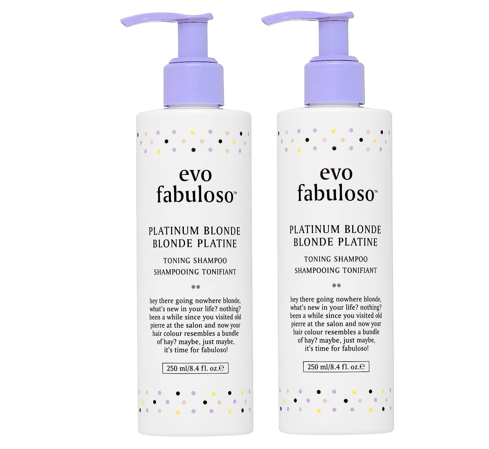EVO Fabuloso Platinum Blonde Toning Shampoo Refreshes and revives