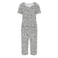 thumbnail image 6 of WRKEKC Womens Flannel Pajamas Sets V-Neck Printed Short Sleeve Top and Elastic Waist Pocket Capri Pants Sleepwear Set for Women, 6 of 6