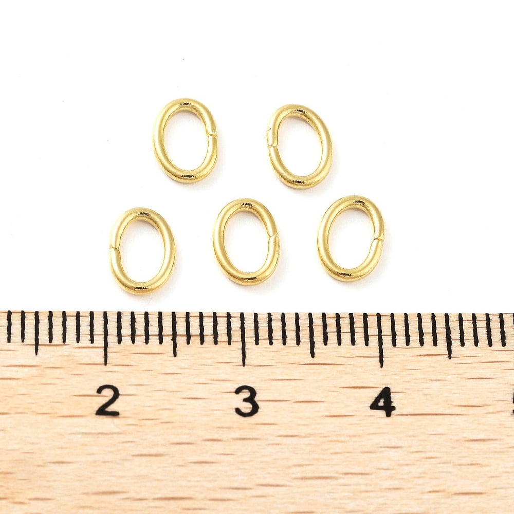304 Stainless Steel Jump Rings Closed Jump Rings Oval Real 18K Gold Plated 5x7x1mm Inner Diameter: 3x5mm