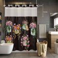thumbnail image 5 of No Hook Shower Curtains with Snap-in Liner Set, Pink Spring Floral Waterproof Hotel Style Bathroom Shower Curtain, Farmhouse Botanical Wooden Retro Art Breathable Mesh Top Bath Curtains 60''x72'', 5 of 9