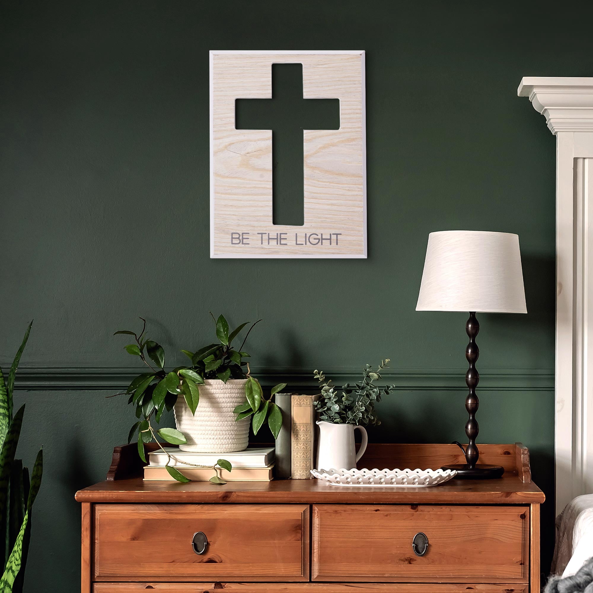 (2 pack) Crystal Art Gallery Be the Light Typographic Cross Wood Wall Plaque Art - 8" x 6"