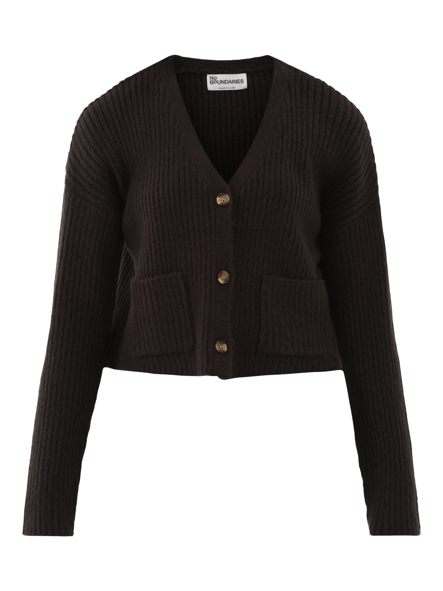 Button Front Ribbed Cardigan Sweater, Midweight, Women's - image 5