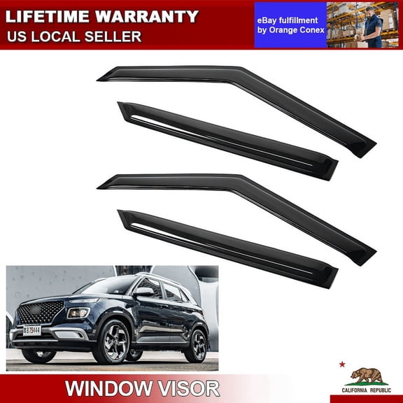 For 2020-2024 Hyundai Venue 4pcs Window Visor Vent Rain Guards Wind Deflector