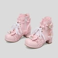 thumbnail image 2 of Fesfesfes Kids Girls Lolita Boots Lace Bow Decor Pearl Pendant Block Heel Side Zipper PU Leather Princess Shoes for Party Daily Wear, 2 of 8