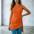 thumbnail image 5 of DailyTrove Women Round Neck Side Ruched Split Hem Loose Fit Sleeveless Daily Tank Shirt, 5 of 6