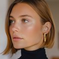 thumbnail image 2 of 14K Solid Yellow Gold 4mm Tube Round Medium Hoop Earrings, 2 of 10