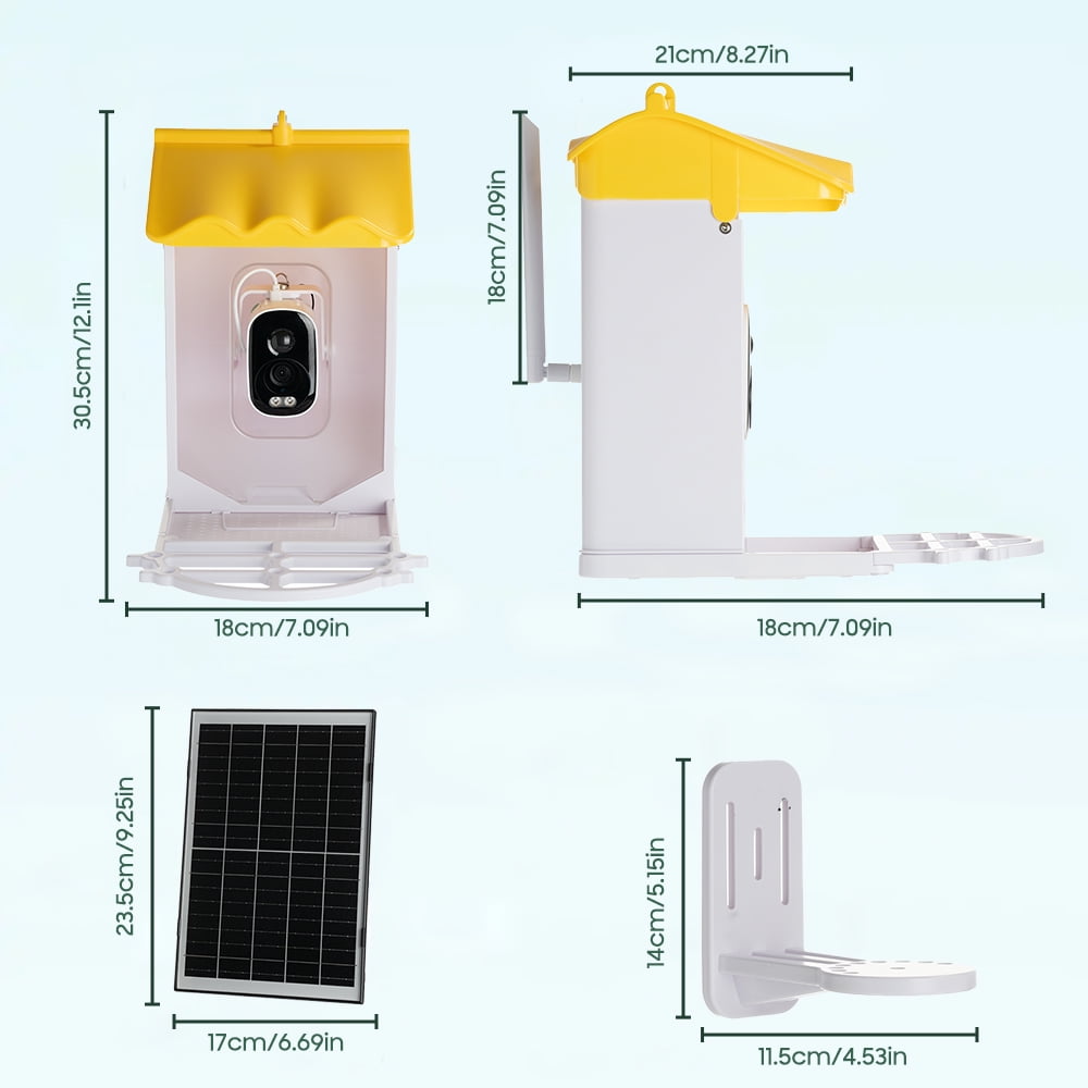 BOYOU Smart Bird Feeder with Camera, Solar Powered, 1080P HD, IP65 Waterproof, Outdoor
