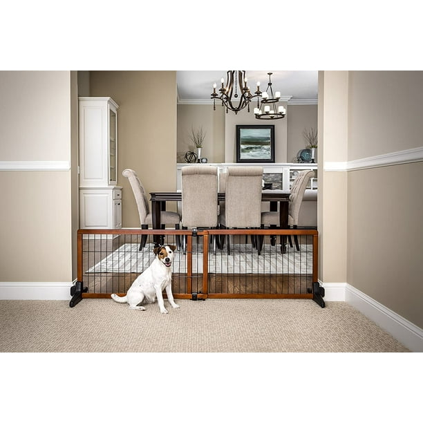 Carlson 70Inch Wide Adjustable Freestanding Pet Gate, Premium Wood