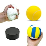 Squish-Eez Jumbo Sports pack 4 Pack (4") - Hockey, Golf, Tennis, Volleyball Scented Slow Rising Squishy Toy