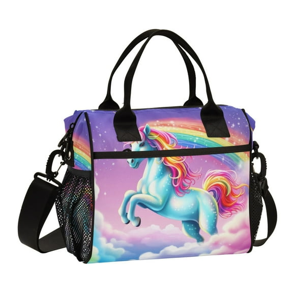 ALAZA Unicorn in Rainbow Sky Insulated Lunch Bag Reusable Tote Box Adjustable Shoulder Strap for Work Picnic