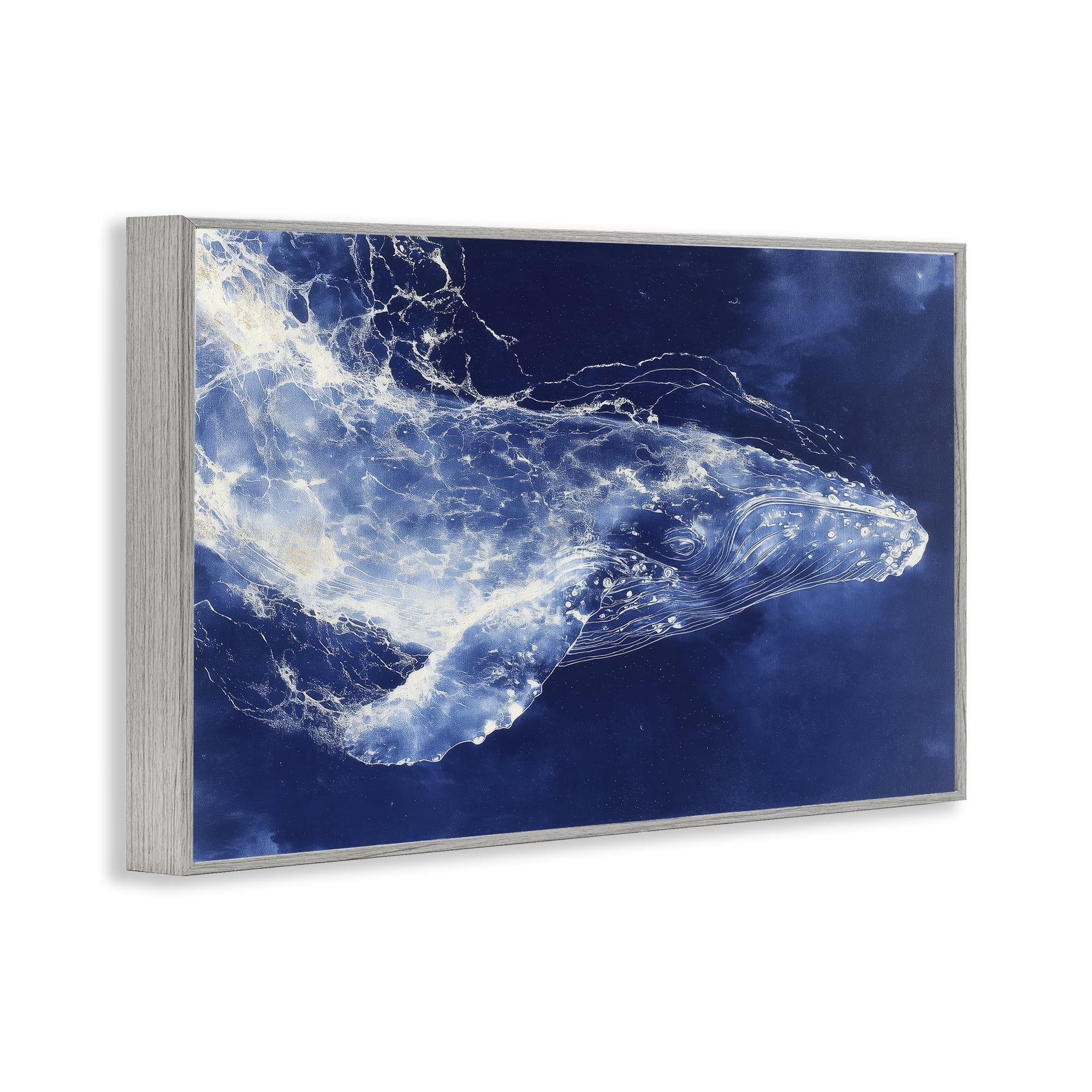 Stupell Industries Whale in Motion Gray Framed Giclee Art, design by Chromatic Storm Studio