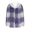 thumbnail image 3 of Women Full Zipper Plaid Jackets Fleece Solid Color Long Sleeve Hooded Coats Casual Thickened Thermal Outerwear Purple XL, 3 of 5