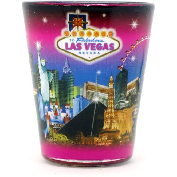 Las Vegas Nevada Pink Skyline Shot Glass