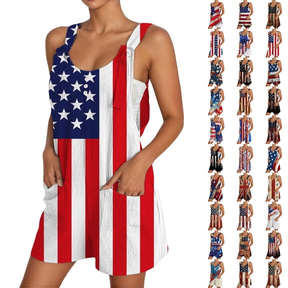 Rompers for Women 2026 Summer Casual Jumpsuits Sleeveless Wide Leg Overalls Adjustable Strap Jumpsuit with Pockets
