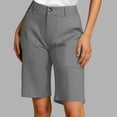 thumbnail image 5 of Women's Bermuda Shorts Lightweight Hiking for Running Athletic Camping Travel Golf High Waisted Knee Length with Pockets Gray M, 5 of 6