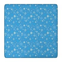 Blue Christmas Snowflake Pattern Square Fitted Tablecloth with Elastic Edge,Square Table Cover,Washable Elastic Table Cover for Home Kitchen Party Decor 36"x36"