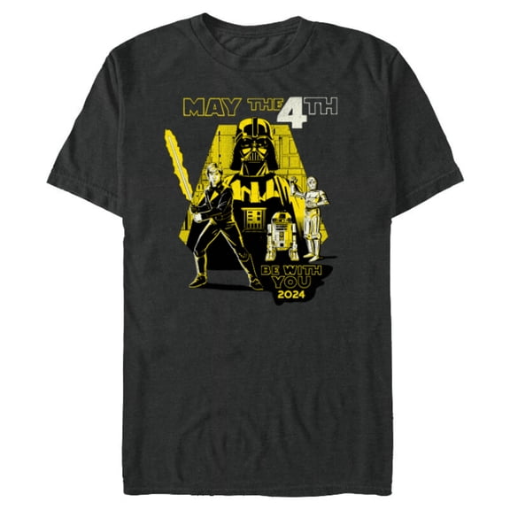 Star Wars May the 4th Be With You 2024 Luke Retro Distressed - Short Sleeve Blended T-Shirt for Adults - Customized-Dark Heather