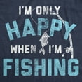 thumbnail image 2 of Mens I'm only Happy When I'm Fishing T Shirt Funny Fathers Day Outdoor Hobby Gift Tee Graphic Tees, 2 of 7