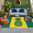 thumbnail image 2 of Pineapple Outdoor Rug for Patio/Deck/Porch, Non-Slip Large Area Rug 4 x 6 Ft, Boho Tropical Dark Green Yellow Stripe Summer Indoor Outdoor Rugs Washable Area Rugs, Camping Rug Carpet Runner, 2 of 8