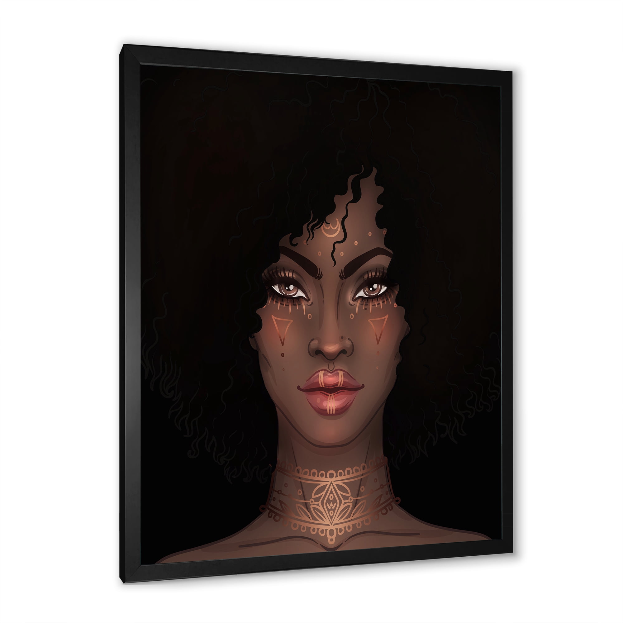 Designart 'Portrait of Afro American Woman II' Modern Framed Art Print