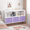 White+Purple, variant on Bookcase with Collapsible Fabric Drawers, Modern Storage Cabinet Organizer with 3 Drawers for Books and Toys, White and Purple