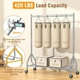 thumbnail image 3 of Clothes Rack Load 420 LBS, .2" Long Rolling Garment Rack with Lockable Wheels, Standing  Clothing Hanger, Portable Wardrobe Sturdy Coat Organizer for  Clothes (), 3 of 8