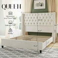 thumbnail image 3 of Merluxy Queen Bed Frame with Deep Button Tufted and Velvet Wingback Headboard,No Box Spring Needed,Gream, 3 of 9