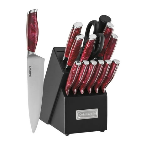 Cuisinart 15pc Red Marble Style Cutlery Block Set Walmart Com