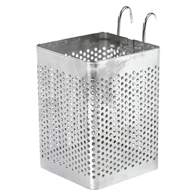Justharion 1/2/3/5 Silver Stainless Steel Chopstick Cage - Rust And Mold Resistant High Load-bearing Capacity Multifunctional Storage Rack Single grid square 1 Pc