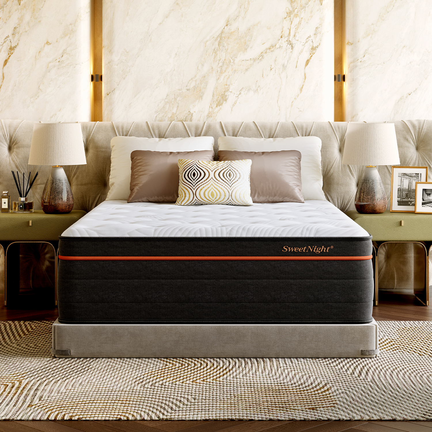 Sweetnight Twilighty 16" Cooling Gel Memory Foam Medium Firm Supportive Hybrid Mattress, Motion Isolation& CertiPUR-US Certified, Adult, Queen Size