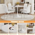 thumbnail image 3 of 5-Piece Dining Table Set, 31.5" Round Tulip Pedestal Dining Table and 4 Ergonomically Designed PU Chairs, Dining Table Set for Kitchen, Living Room, Office, 3 of 7