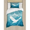 thumbnail image 1 of Quote Twin Size Duvet Cover Set, Hand Drawn Life is a Journey Quote with Mountains and Eagle Silhouette, Decorative 2 Piece Bedding Set with 1 Pillow Sham, Blue Pale Blue and White, by Ambesonne, 1 of 3