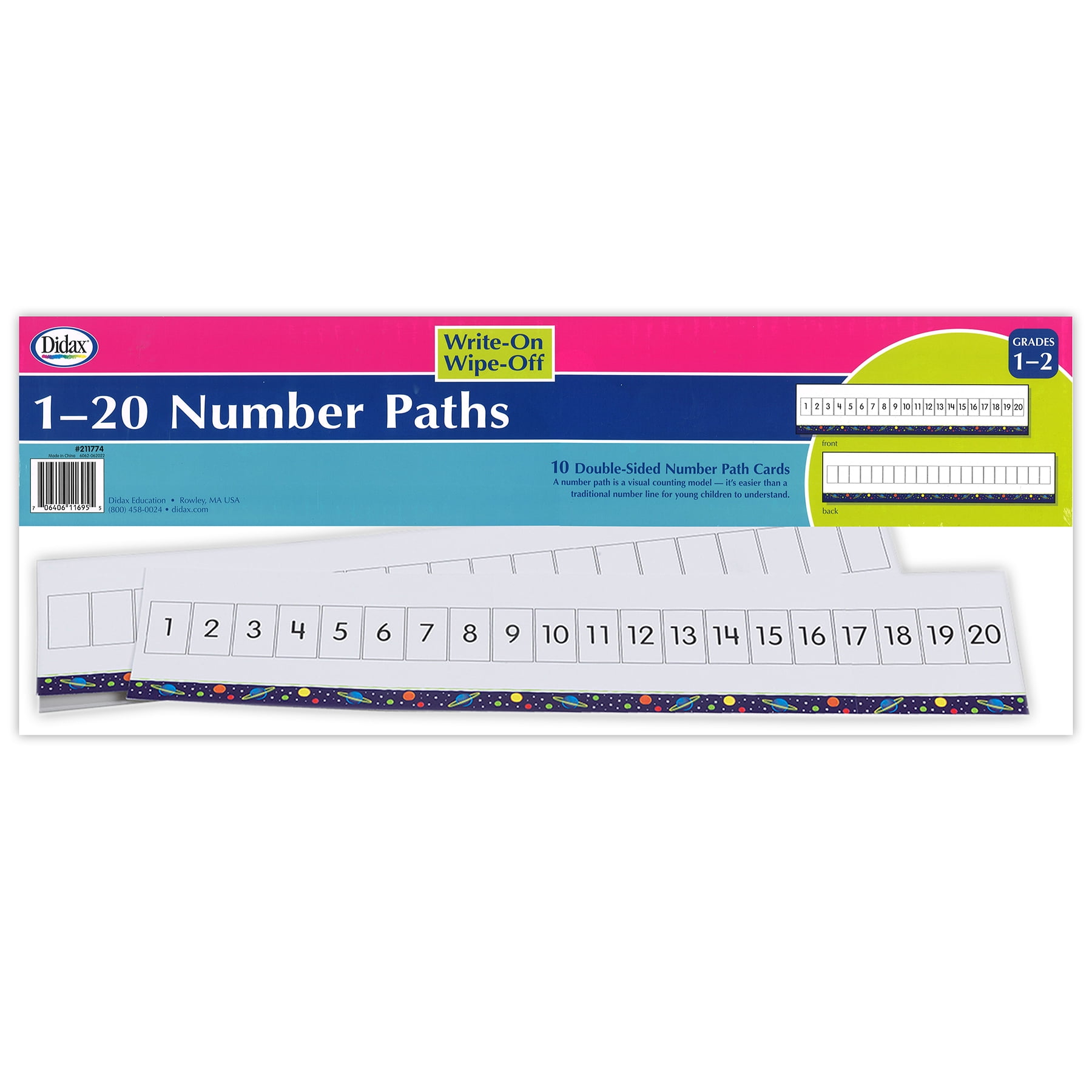 Didax Write-On/Wipe-Off 1-20 Number Path, Set of 10
