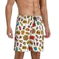 thumbnail image 2 of Logiee Hot Dog Pizza Print Men's Pajama Shorts with Drawstring & Pockets,Sleep Shorts for Men,Sleepwear Bottoms,Elastic Waistband Loungewear-X-Large, 2 of 6