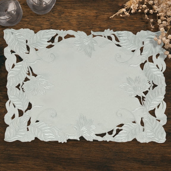 Placemats Set of 6 for Dining Table, Light Gray Table Linen, 14x20 inches Rectangle - The Corda Collection - Home Decor