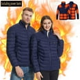 thumbnail image 2 of Winter Heated Coat for Men Women Windproof Plus Size 21 Heated Jacket Coat USB Intelligent Constant Temperature Heated Jacket Outerwear Blue XL, 2 of 10