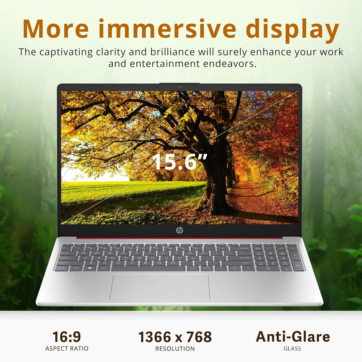HP 15.6'' Business Laptop, HD Display, Intel Pentium N200 Processor, 16GB RAM, 128GB SSD, Intel UHD Graphics, Full Size Keyboard, WiFi, Bluetooth, Windows 11, Scarlet Red, 32GB Hotface USB Card