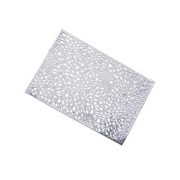 Manteles individuales de PVC con forma de flor hueca, bronceados, aislantes, resistentes a la deformación, rectangulares, para la merienda.