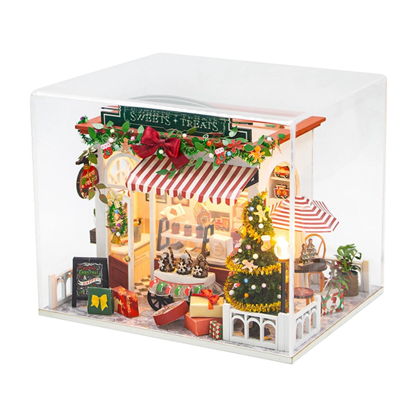 DIY Mini House Craft Kit Christmas Cottage Handmade Wood Construction with Lights for Adults Holiday Decor