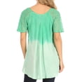 thumbnail image 2 of Sakkas Petra Women's Casual Loose Flared Corset Short Sleeve Lace Blouse Top Tunic - 2202-SeaGreen - One Size, 2 of 5