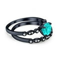 thumbnail image 3 of Two Piece Round Art Deco Set Ring Black Tone Paraiba Tourmaline CZ 925 Sterling Silver Size 12, 3 of 3