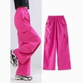 thumbnail image 2 of Ccpelsie Girls Casual Cargo Pants with Elastic Waist and Functional Pockets Loose Fit Wide Leg Trousers Y2K Inspired Spring Style(A01-Red,4-5 Years), 2 of 5