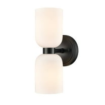 Claxy 12" Black Wall Sconce Light with Milk Glass Shade 2-Light