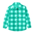 thumbnail image 2 of UQJfacai Boys Girls Plaid Shirt Casual Long Sleeve Button Down Shirts School Uniform Kids Fall Winter Cute Clothes with Pocket 6M-8Y, 2 of 7