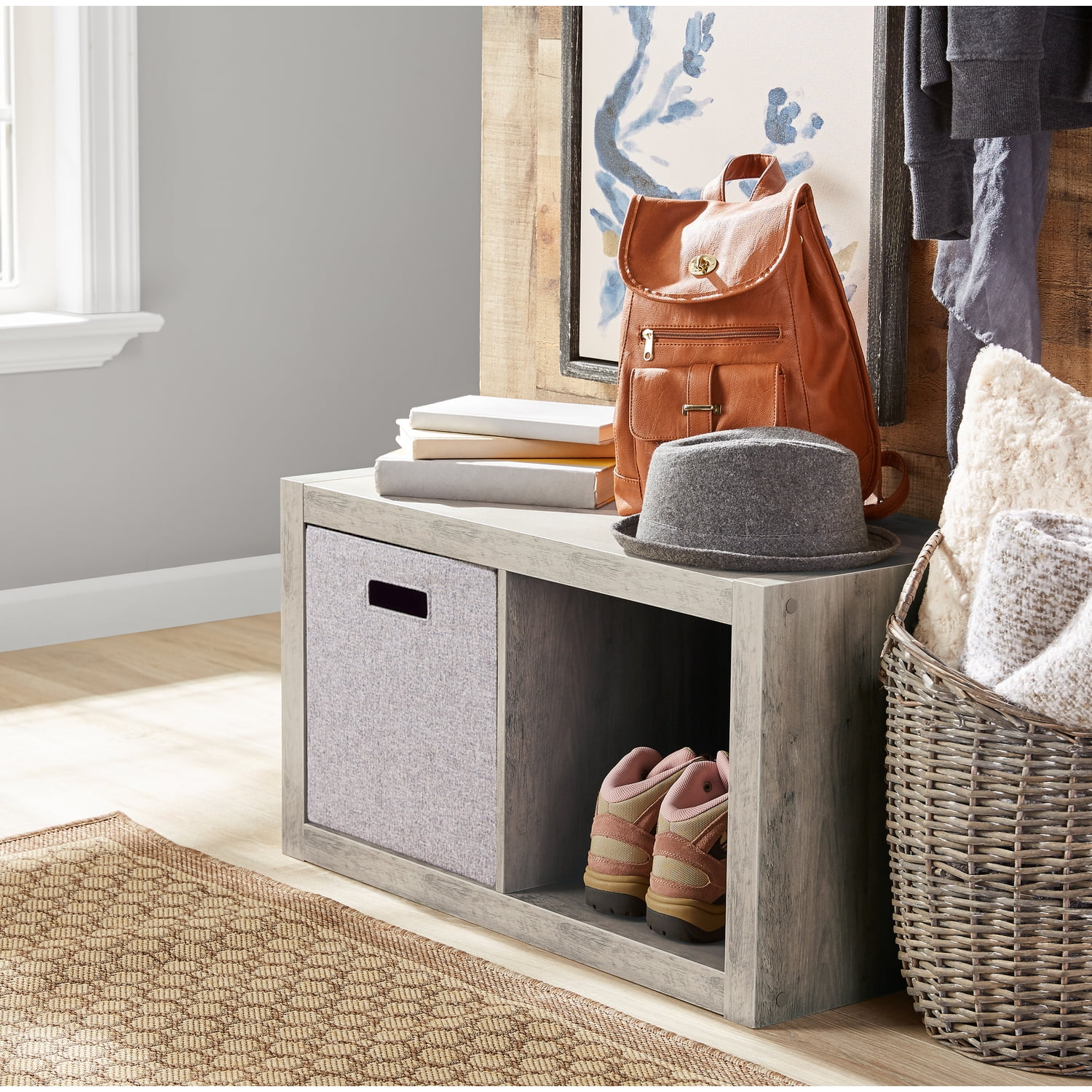 Better Homes & Gardens 2 Cube Storage Organizer, Rustic Gray